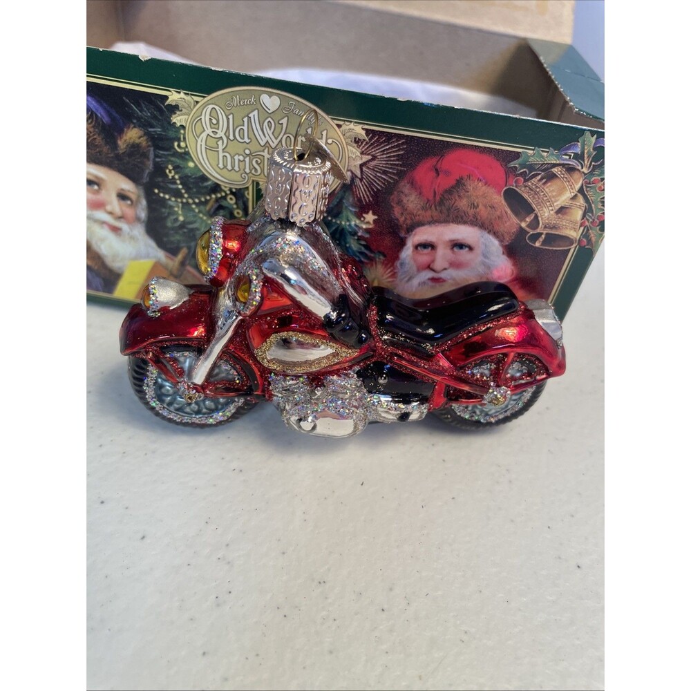 Red Motorcycle Glass Ornament The Merck Family’s Old World Christmas